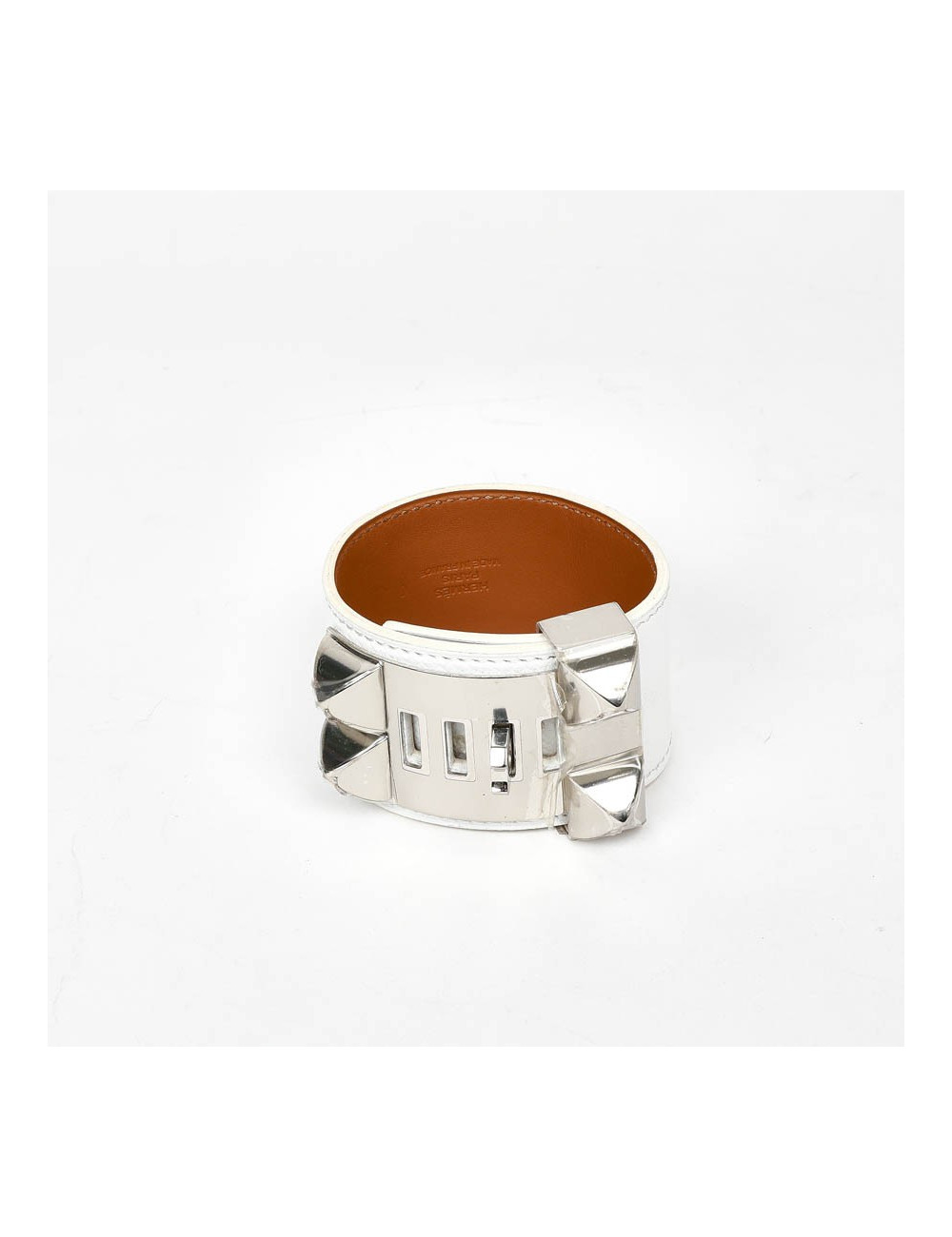 Manchette CDC HERMES cuir epsom blanc 