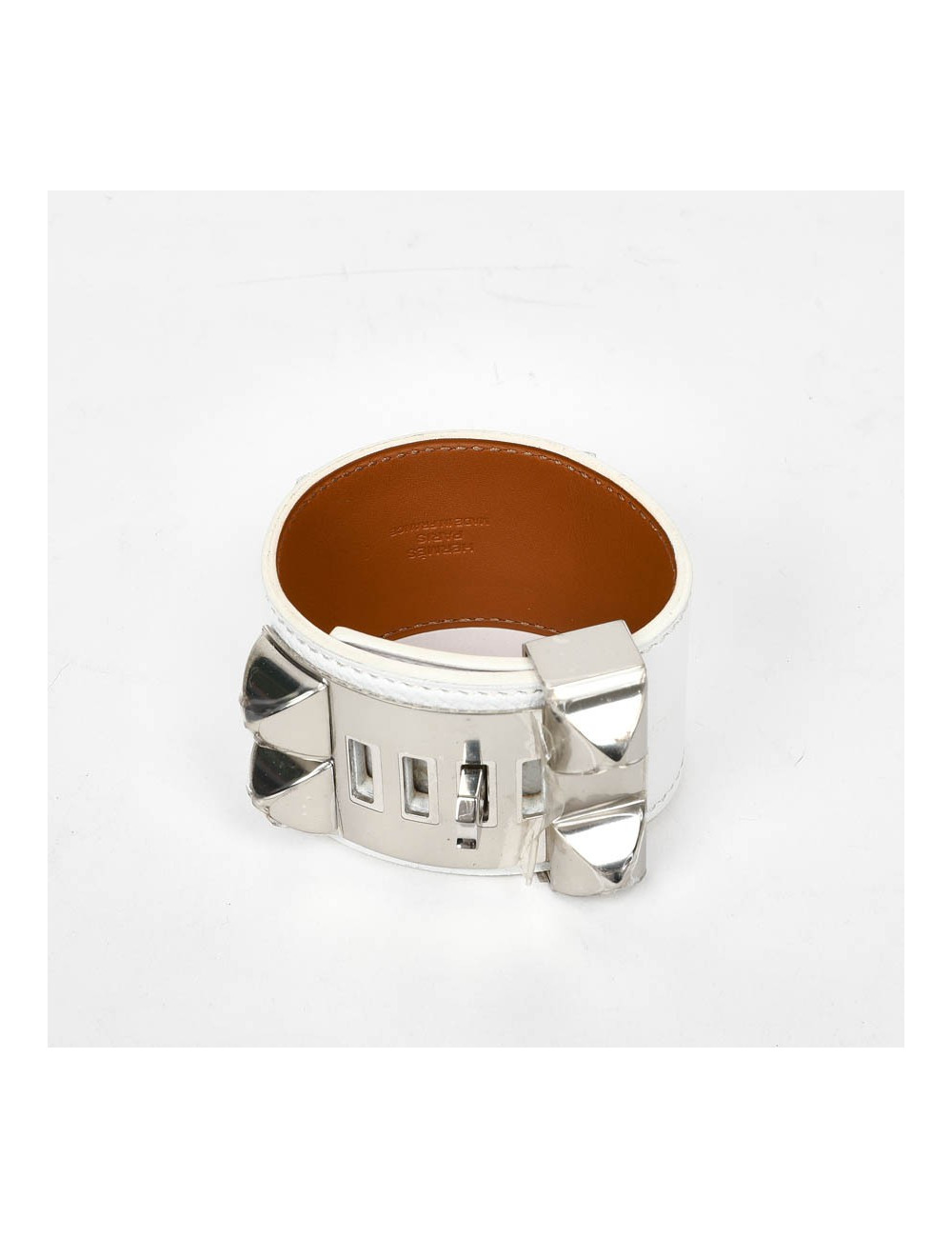 Manchette CDC HERMES cuir epsom blanc 