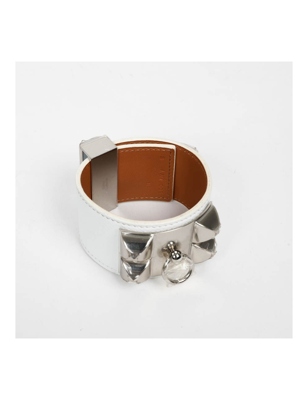 Manchette CDC HERMES cuir epsom blanc 