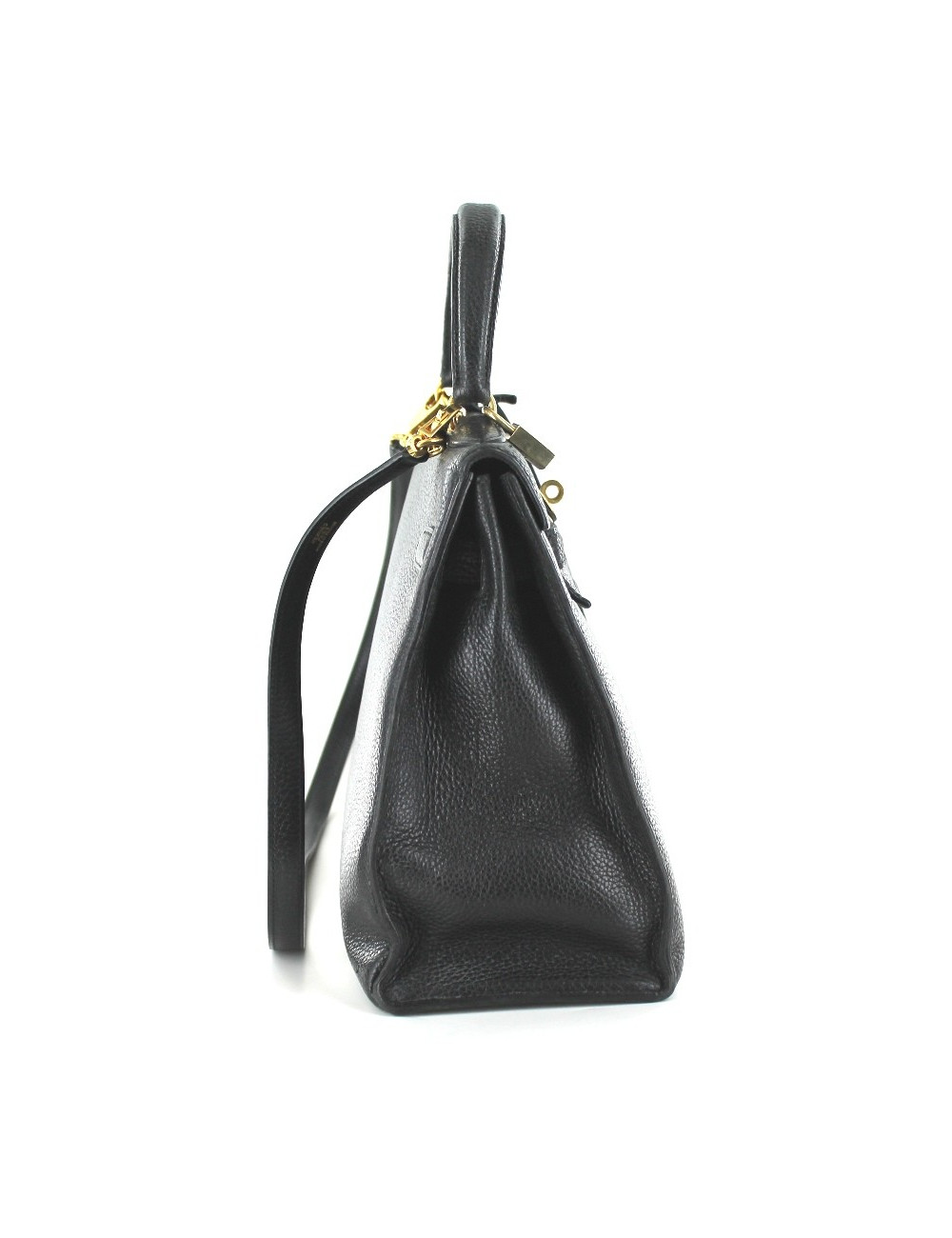 KELLY 32 HERMES en cuir noir