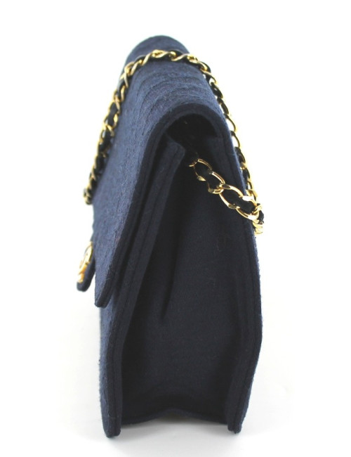 Sac CHANEL vintage en jersey bleu marine 