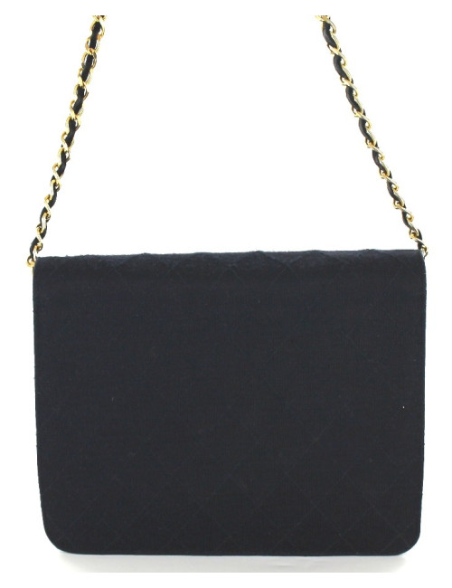 Sac CHANEL vintage en jersey bleu marine 