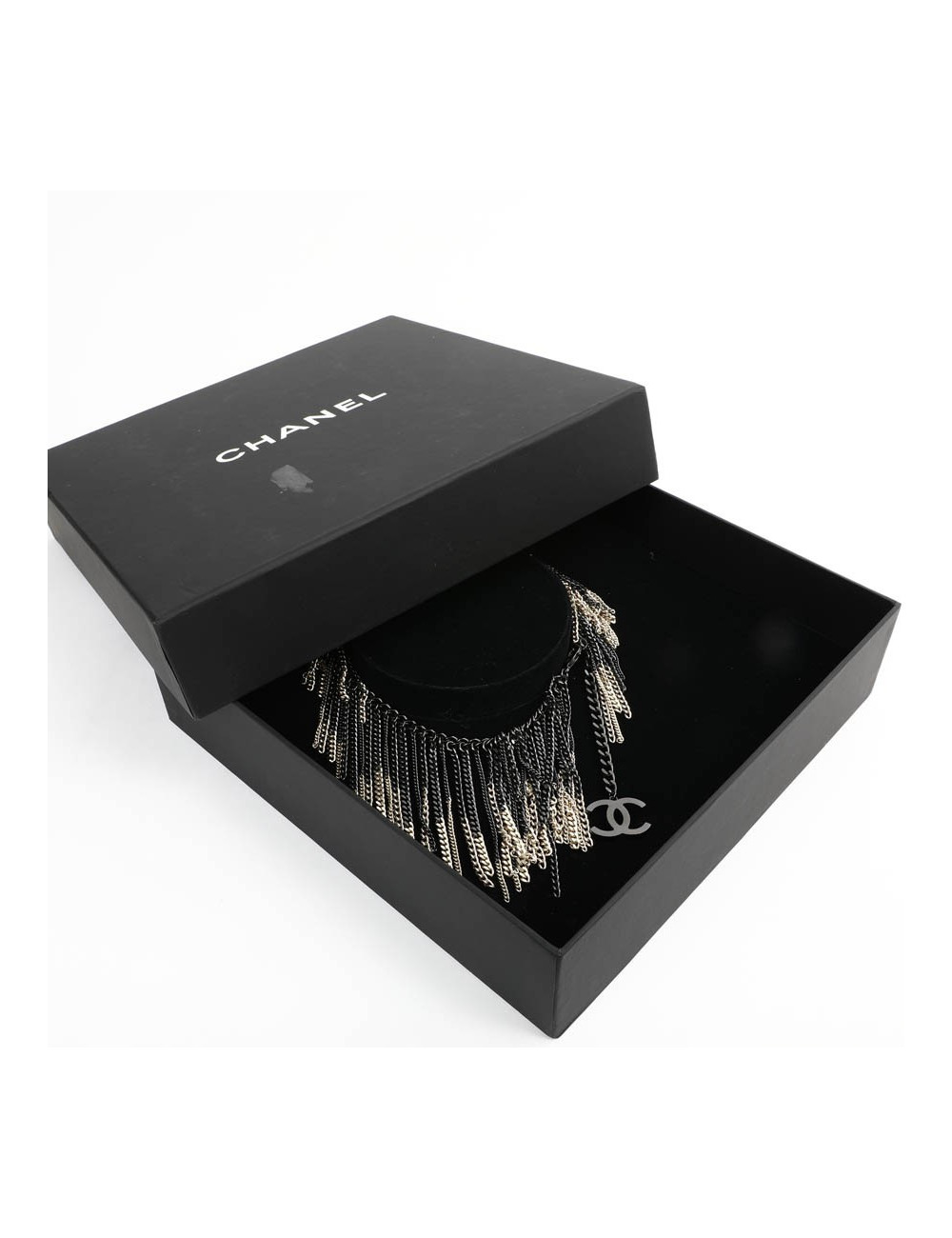 Collier CHANEL chaînes ruthénium et doré