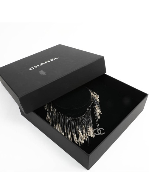 Collier CHANEL chaînes ruthénium et doré