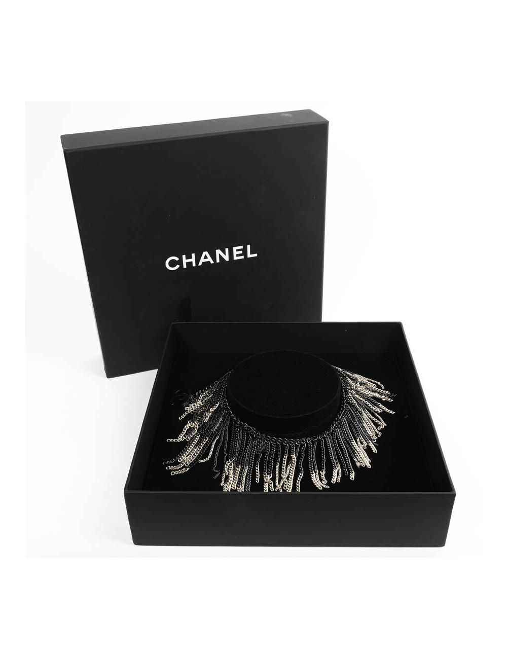 Collier CHANEL chaînes ruthénium et doré