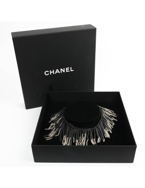Collier CHANEL chaînes ruthénium et doré