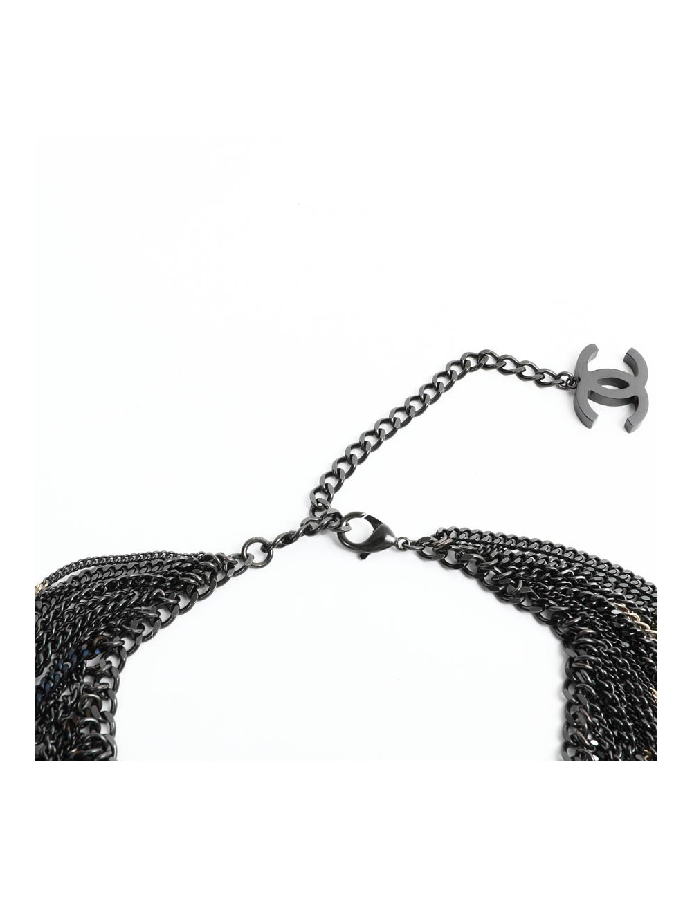 Collier CHANEL chaînes ruthénium et doré