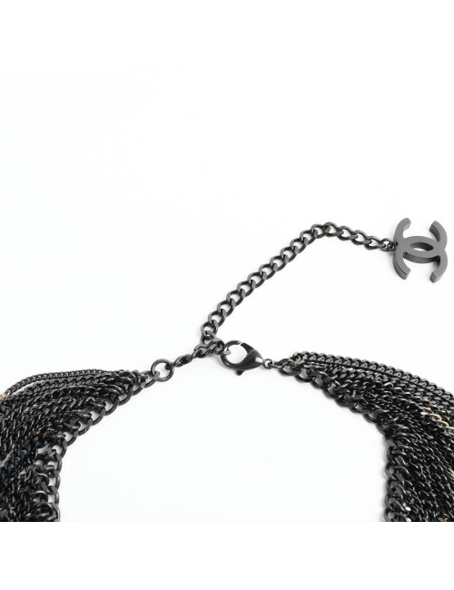 Collier CHANEL chaînes ruthénium et doré