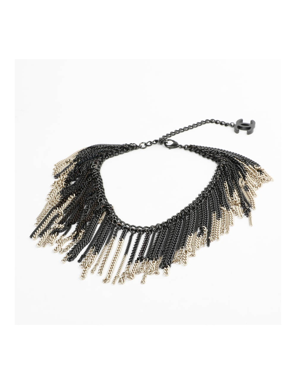 Collier CHANEL chaînes ruthénium et doré