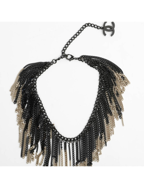 Collier CHANEL chaînes ruthénium et doré