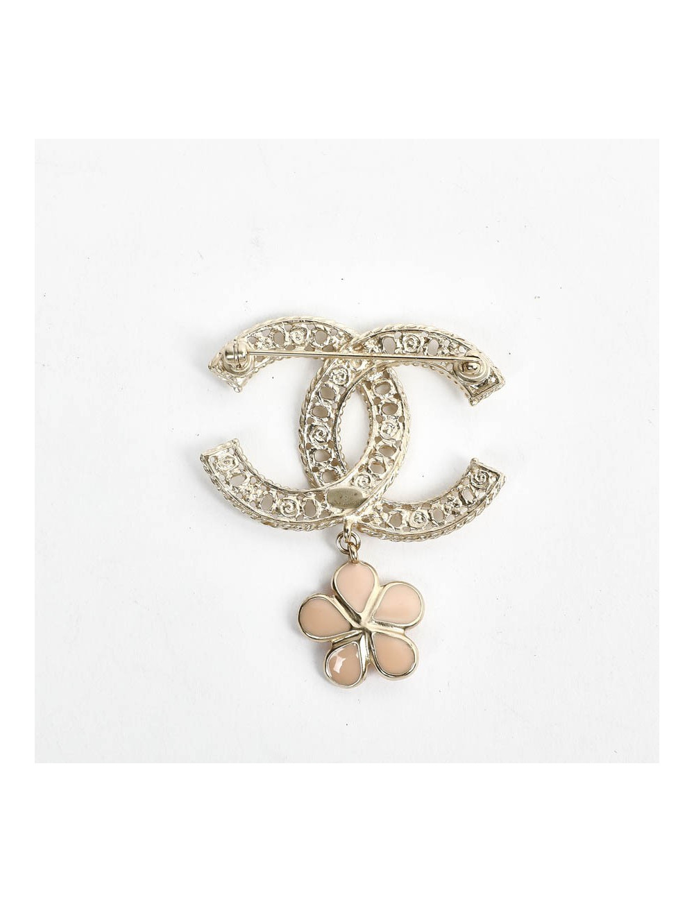 Broche CHANEL dble C et fleurette