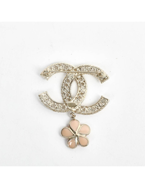 Broche CHANEL dble C et fleurette