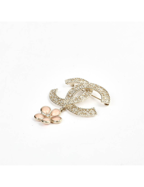 Broche CHANEL dble C et fleurette
