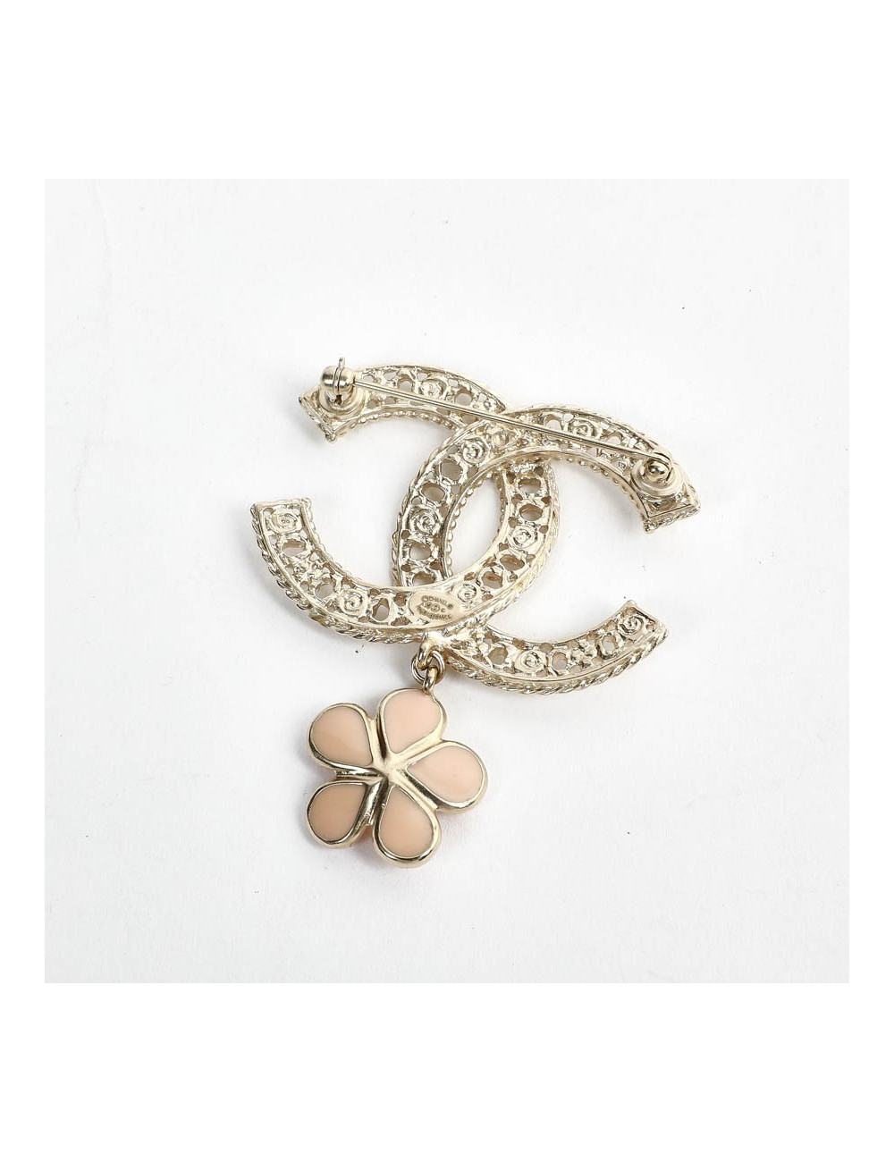 Broche CHANEL dble C et fleurette