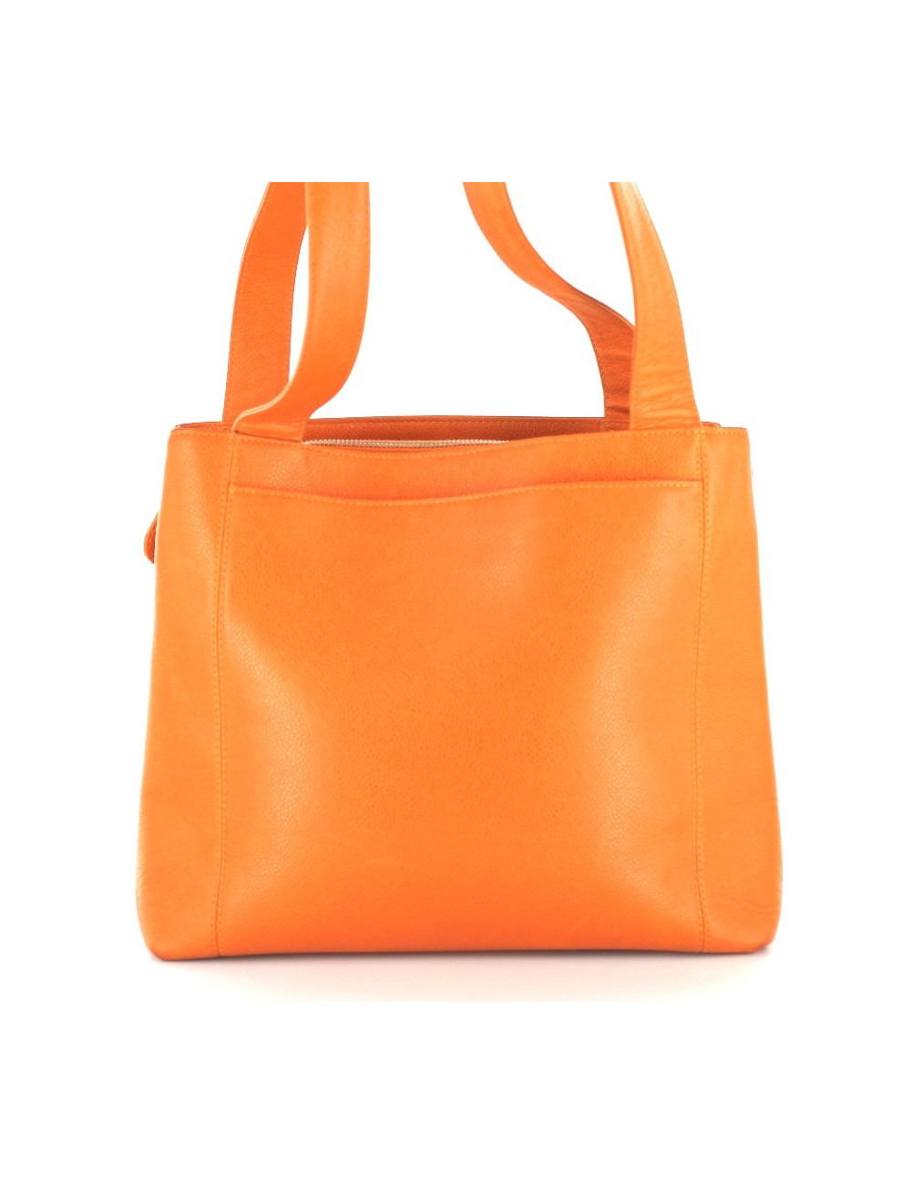 Sac CHANEL en cuir grainé orange