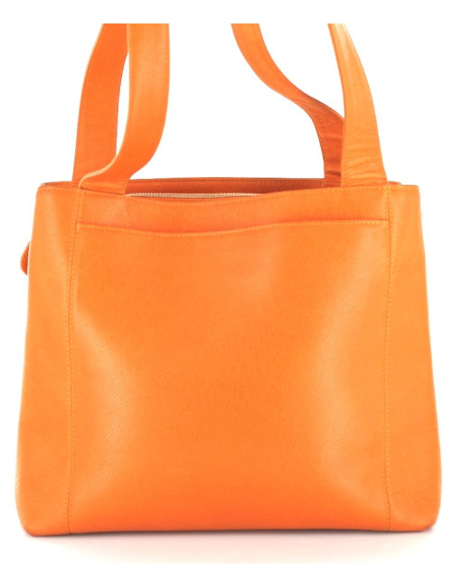 Sac CHANEL en cuir grainé orange