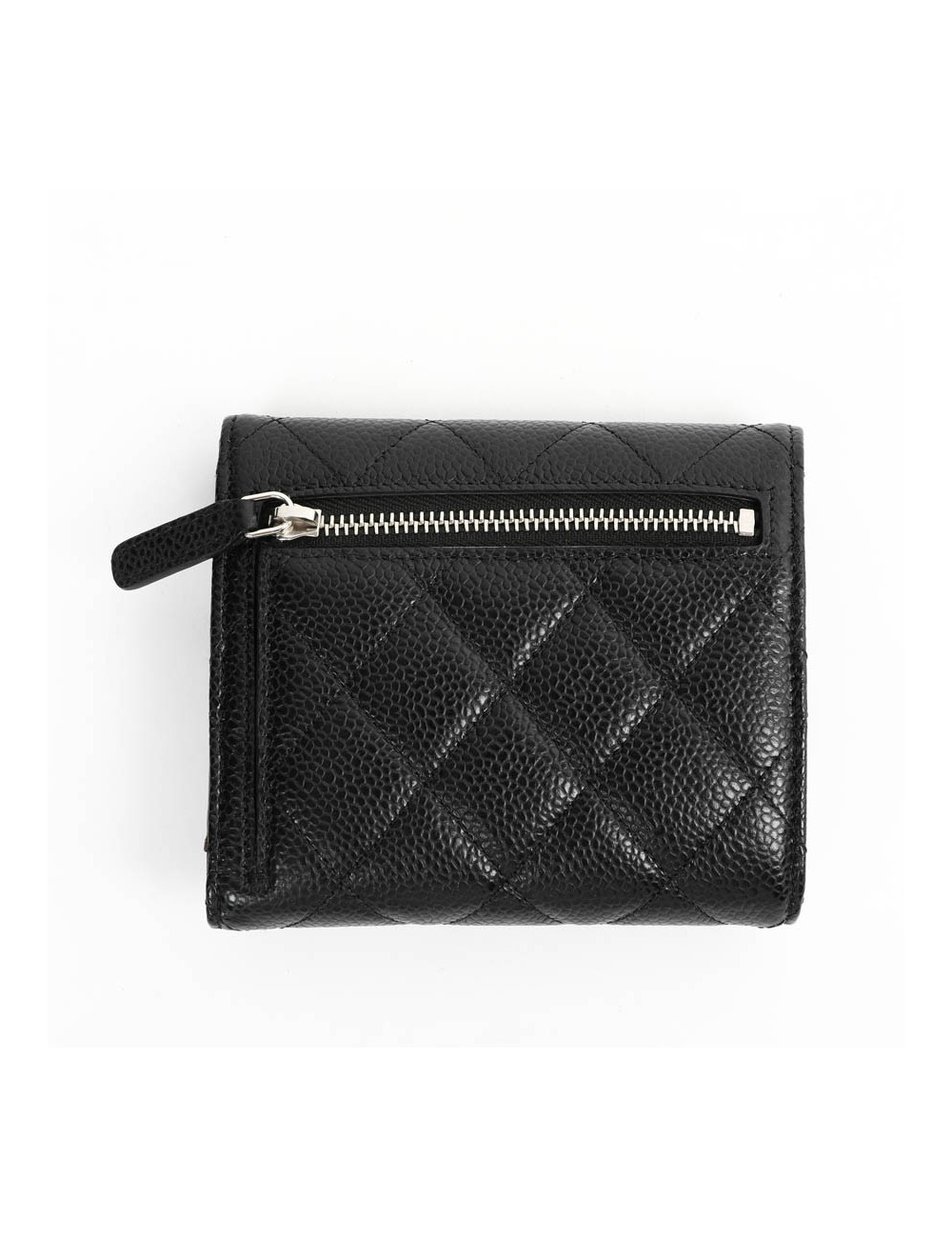 Petit portefeuille CHANEL cuir grainé noir