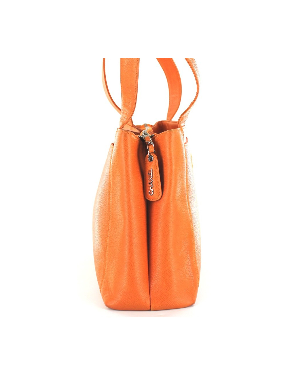 Sac CHANEL en cuir grainé orange