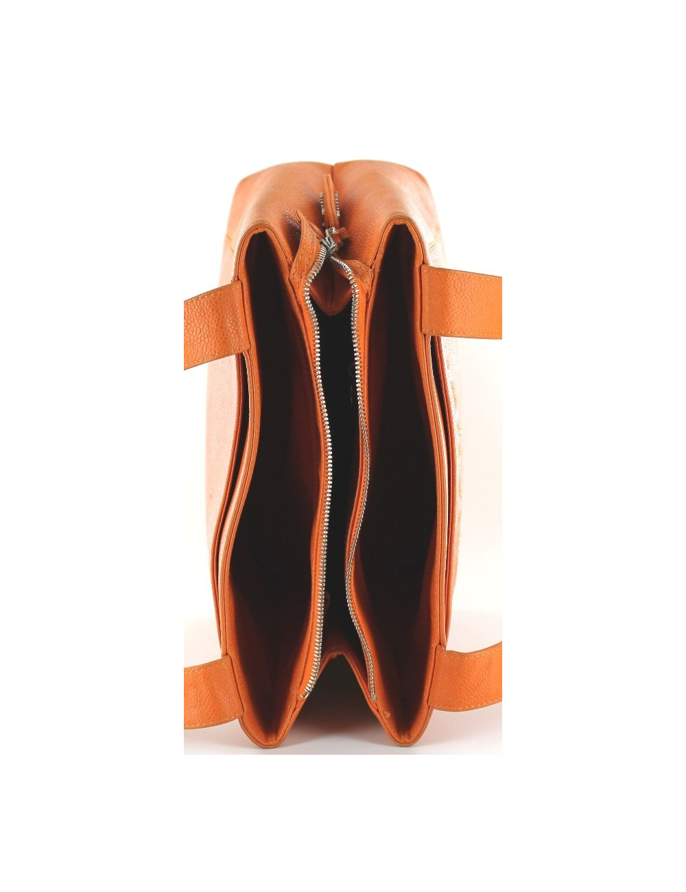 Sac CHANEL en cuir grainé orange