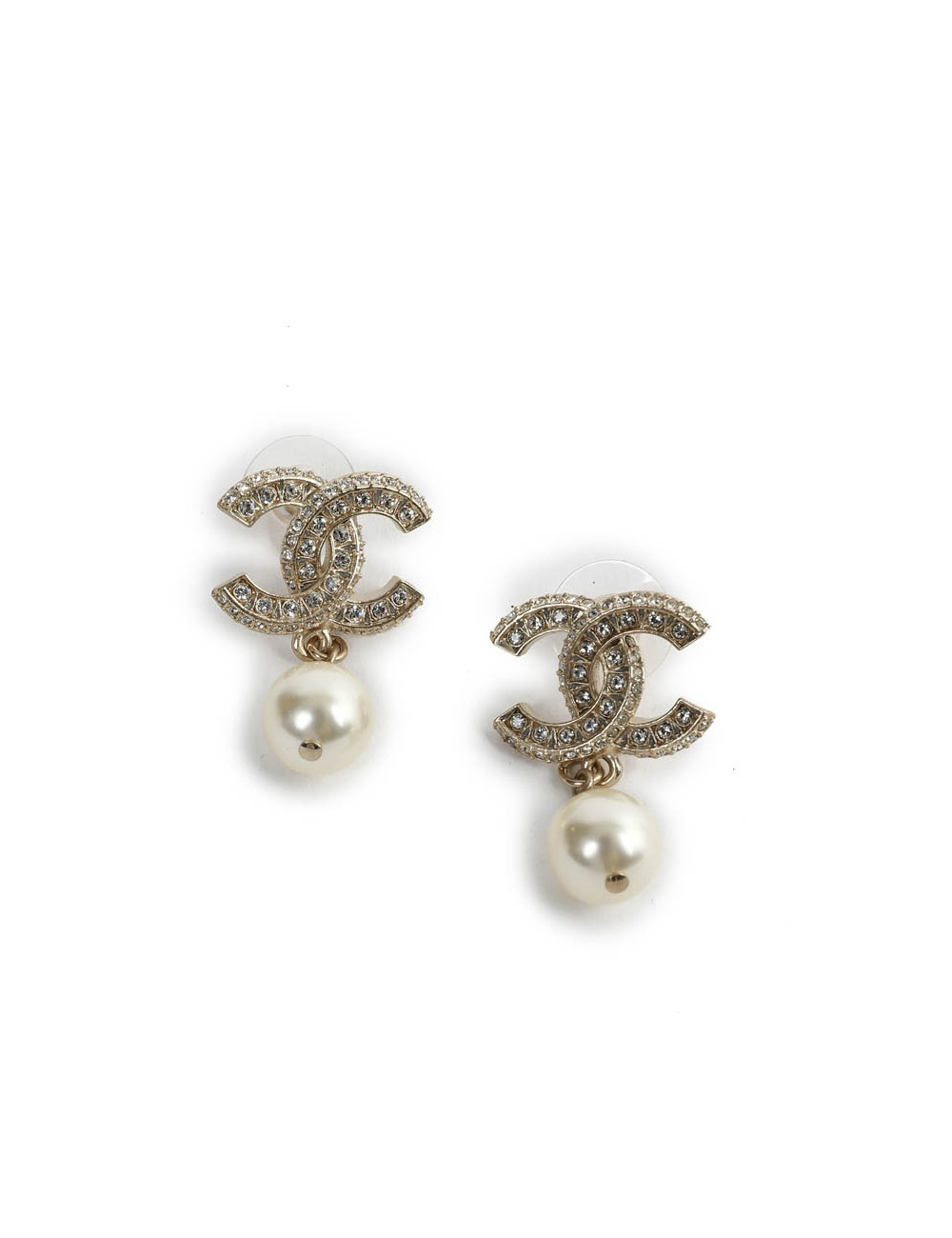 Boucles d'oreille CHANEL perles en verre et strass
