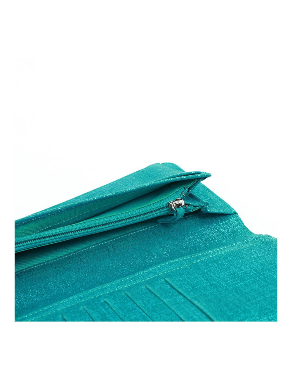 Portefeuille CHANEL en tissu turquoise irisé
