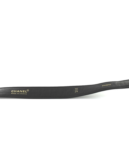 Ceinture-pochette CHANEL en cuir matelassé noir et métal doré