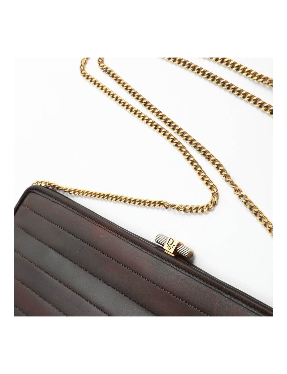 Pochette CHRISTIAN DIOR cuir marron Vintage