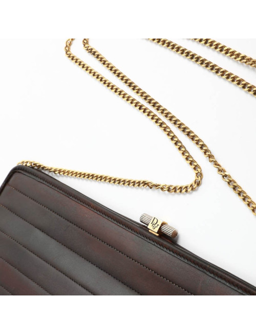 Pochette CHRISTIAN DIOR cuir marron Vintage