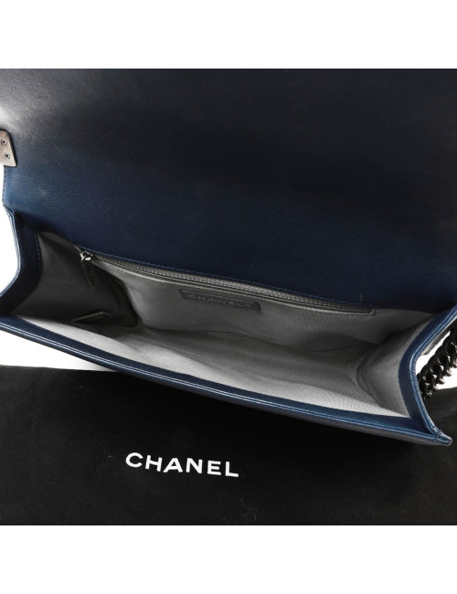 Sac CHANEL Boy cuir matelassé bleu