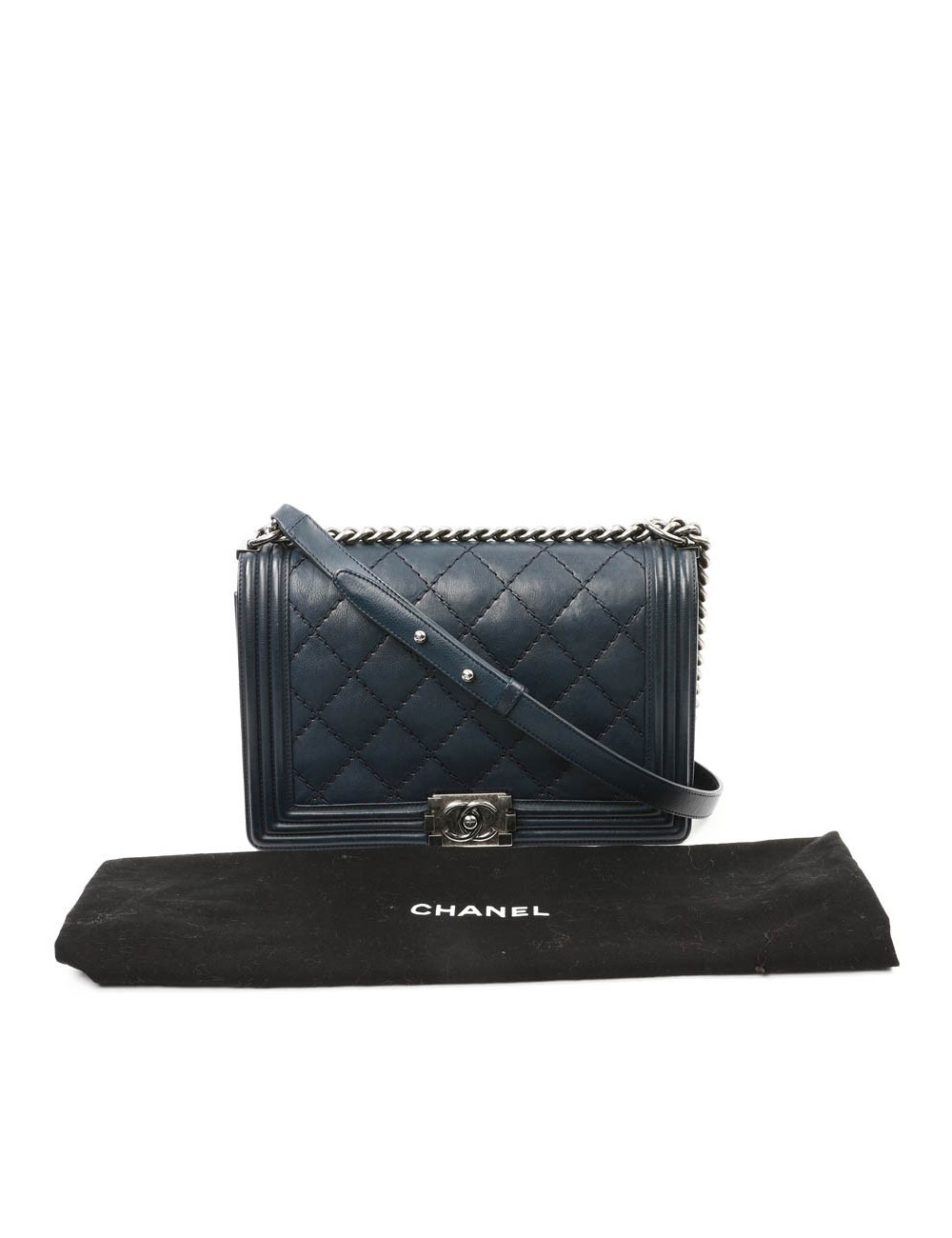 Sac CHANEL Boy cuir matelassé bleu