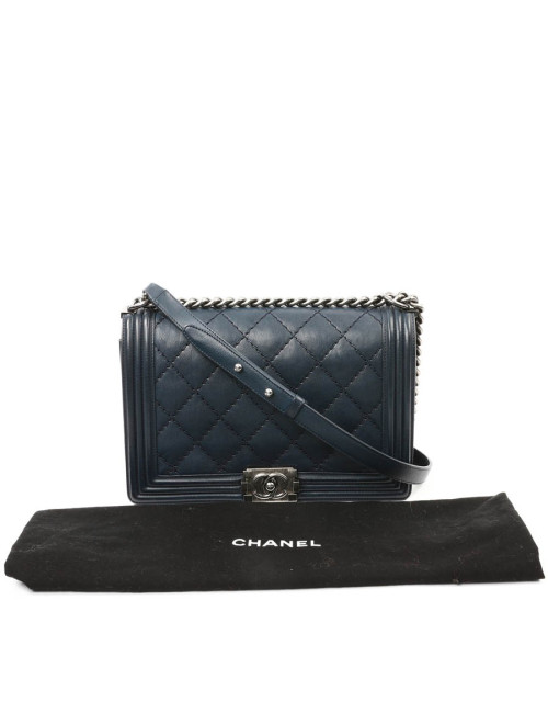 Sac CHANEL Boy cuir matelassé bleu