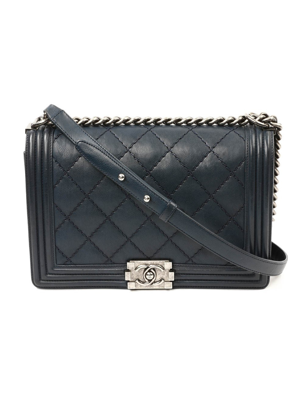 Sac CHANEL Boy cuir matelassé bleu