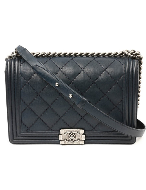 Sac CHANEL Boy cuir matelassé bleu