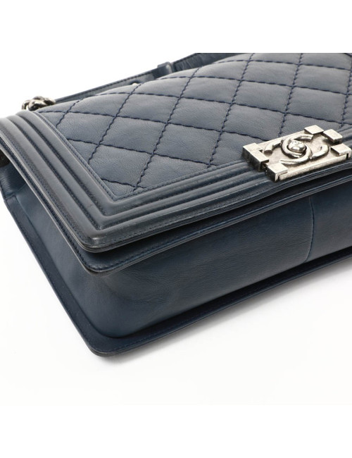 Sac CHANEL Boy cuir matelassé bleu
