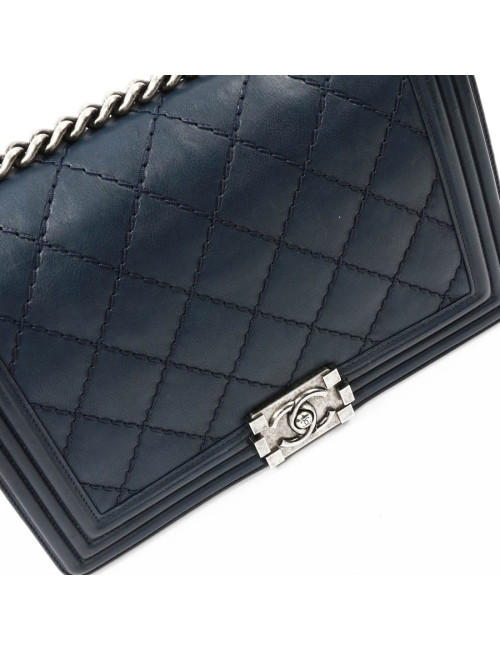 Sac CHANEL Boy cuir matelassé bleu