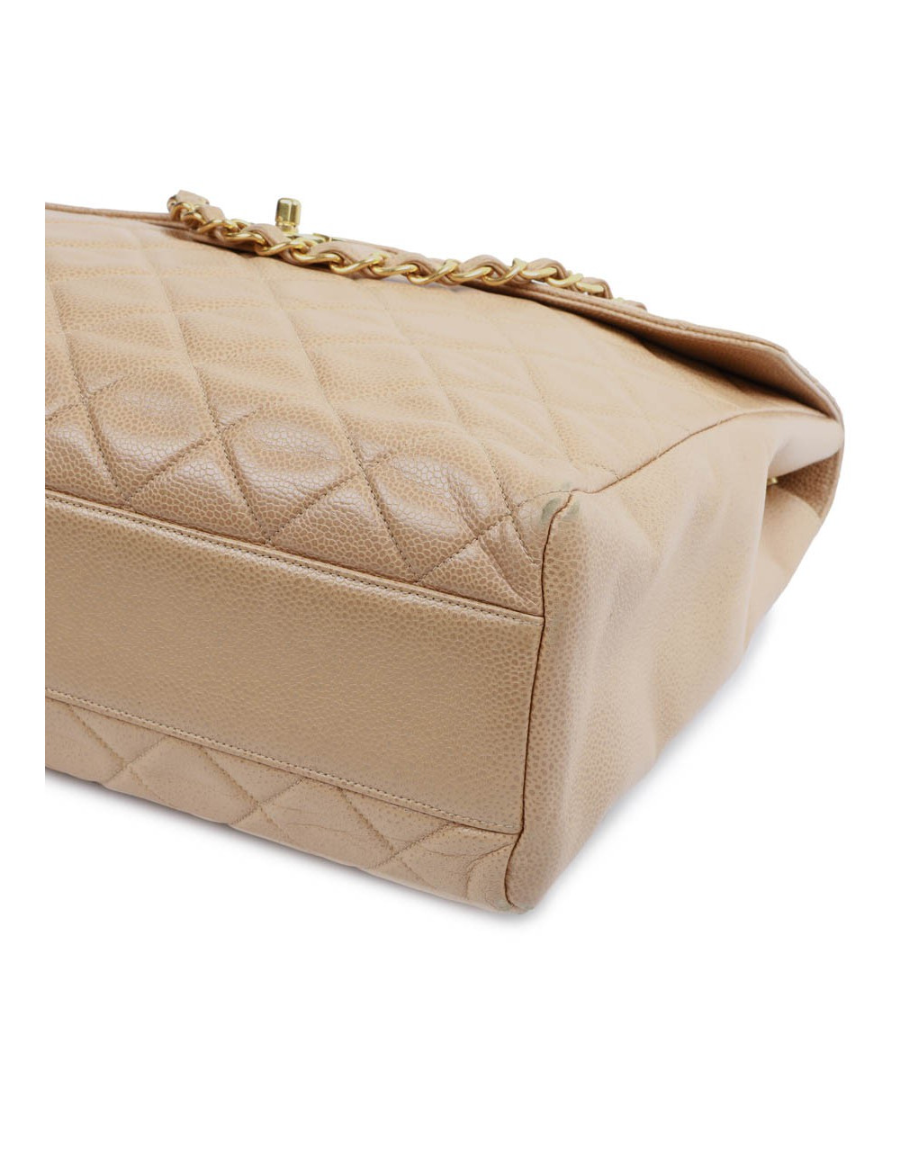 Grand cabas CHANEL cuir matelassé beige