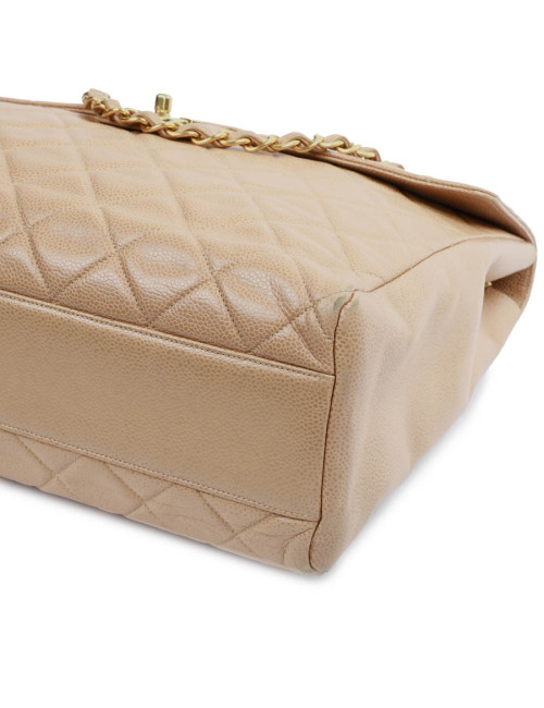 Grand cabas CHANEL cuir matelassé beige