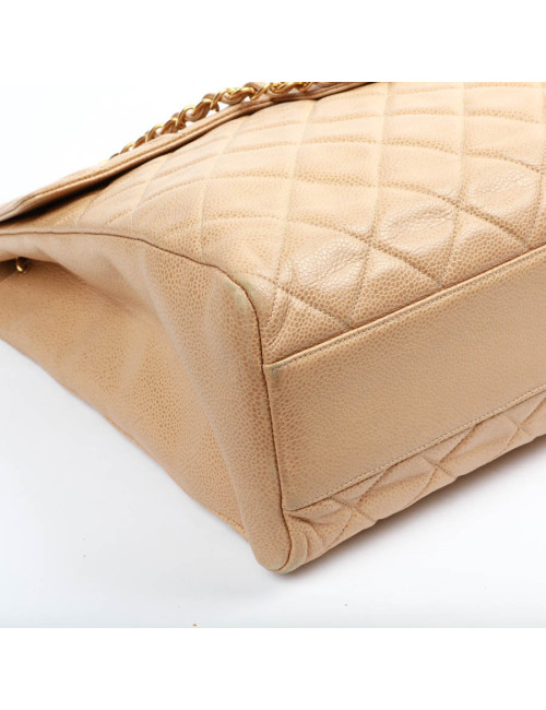 Grand cabas CHANEL cuir matelassé beige