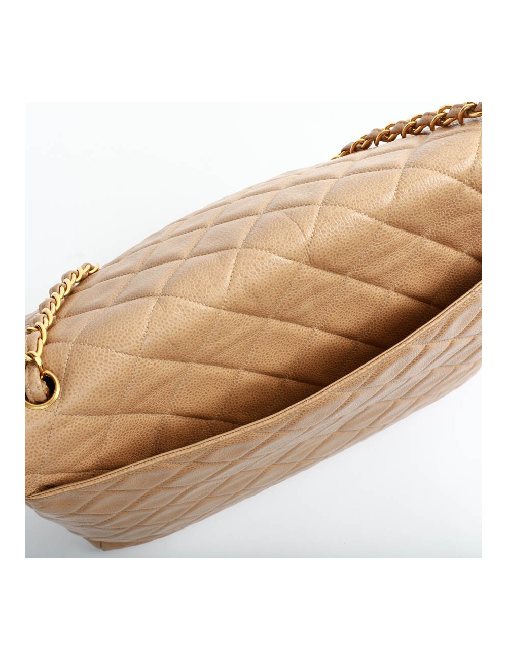 Grand cabas CHANEL cuir matelassé beige