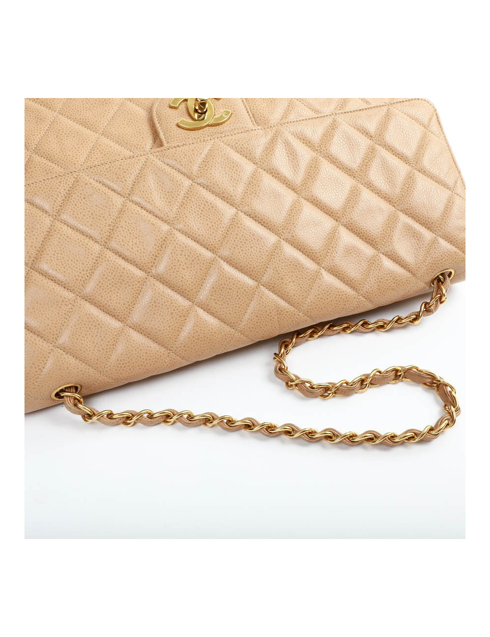 Grand cabas CHANEL cuir matelassé beige