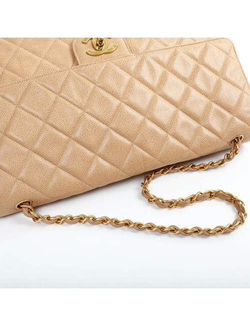 Grand cabas CHANEL cuir matelassé beige