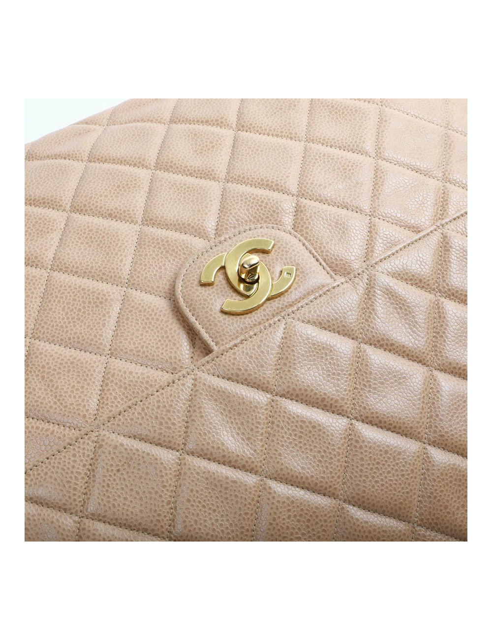 Grand cabas CHANEL cuir matelassé beige