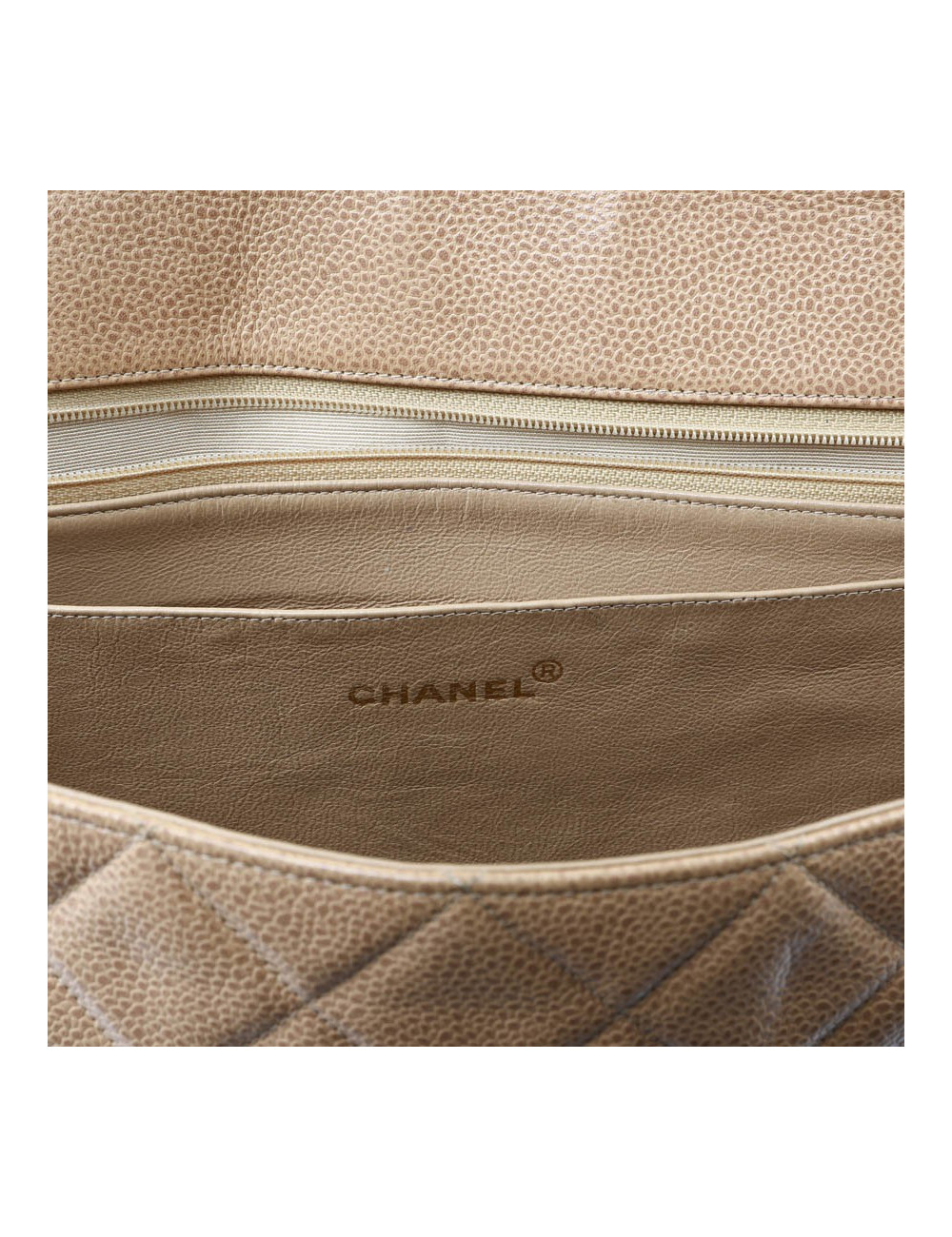 Grand cabas CHANEL cuir matelassé beige