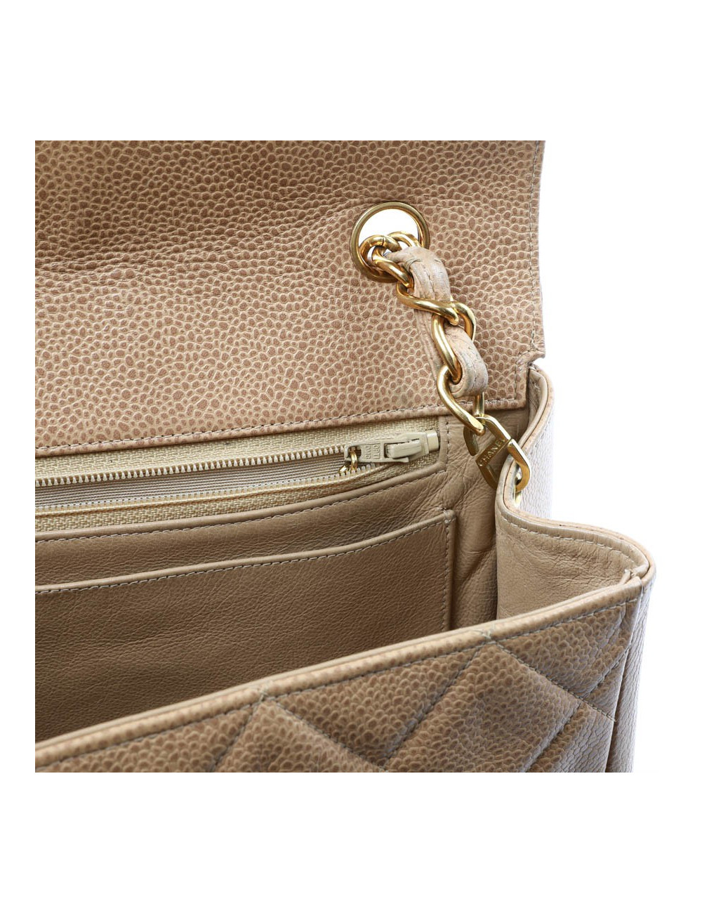 Grand cabas CHANEL cuir matelassé beige