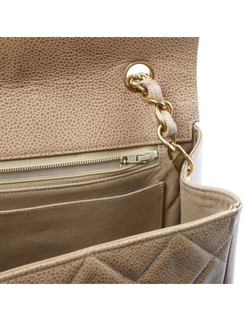 Grand cabas CHANEL cuir matelassé beige