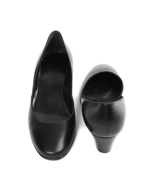 Ballerines compensées HERMES cuir noir