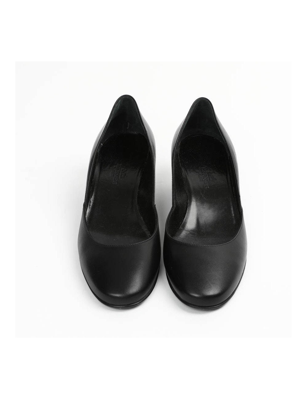 Ballerines compensées HERMES cuir noir