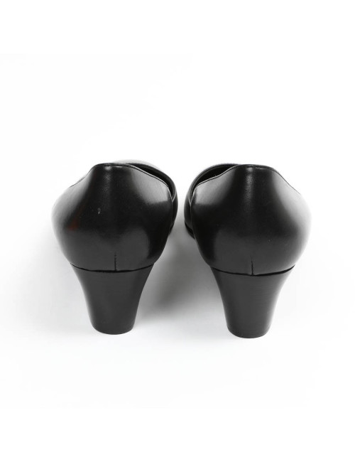 Ballerines compensées HERMES cuir noir