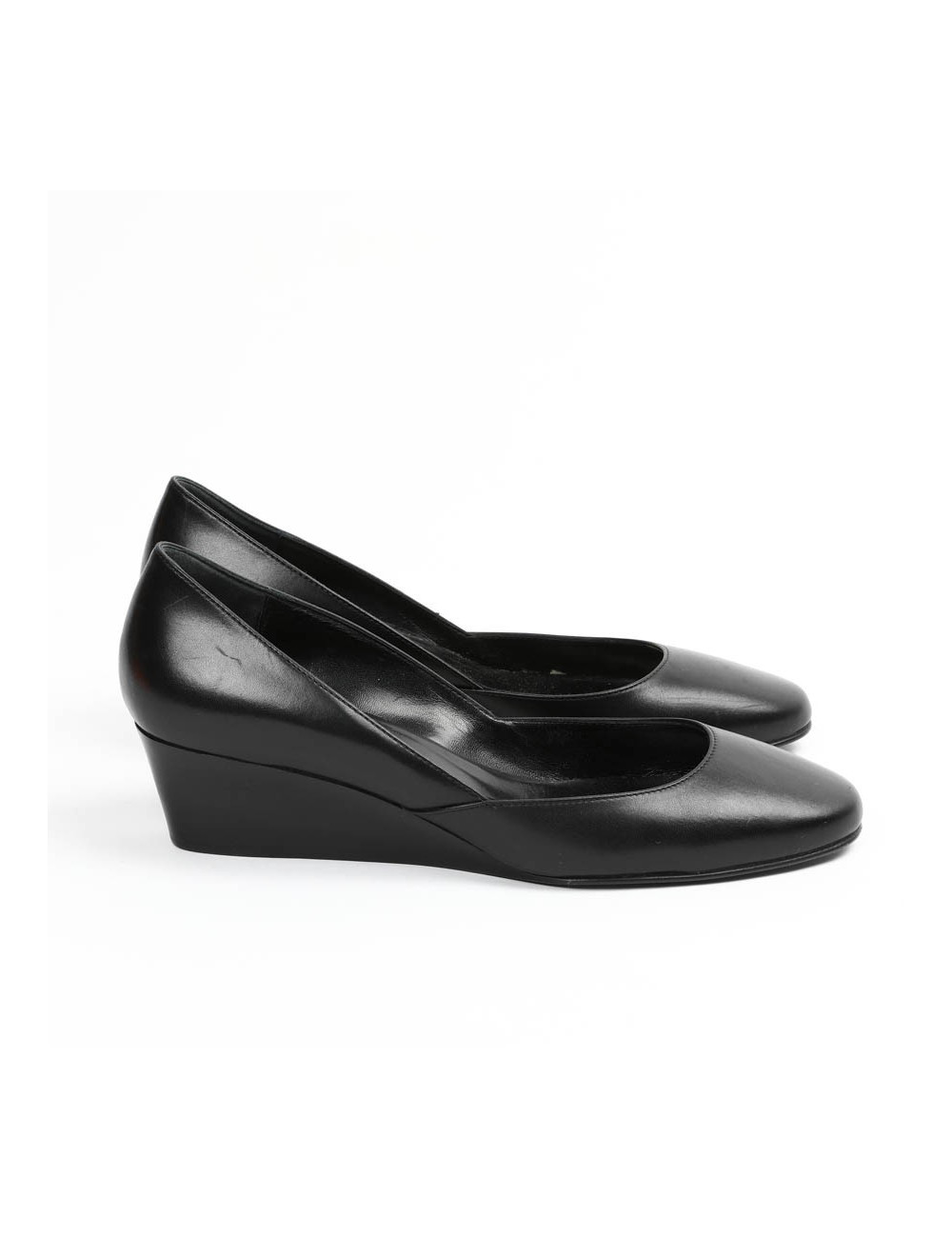 Ballerines compensées HERMES cuir noir