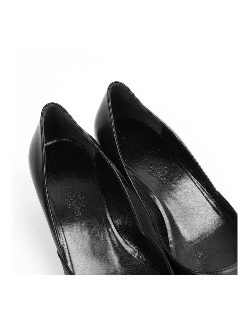 Ballerines compensées HERMES cuir noir